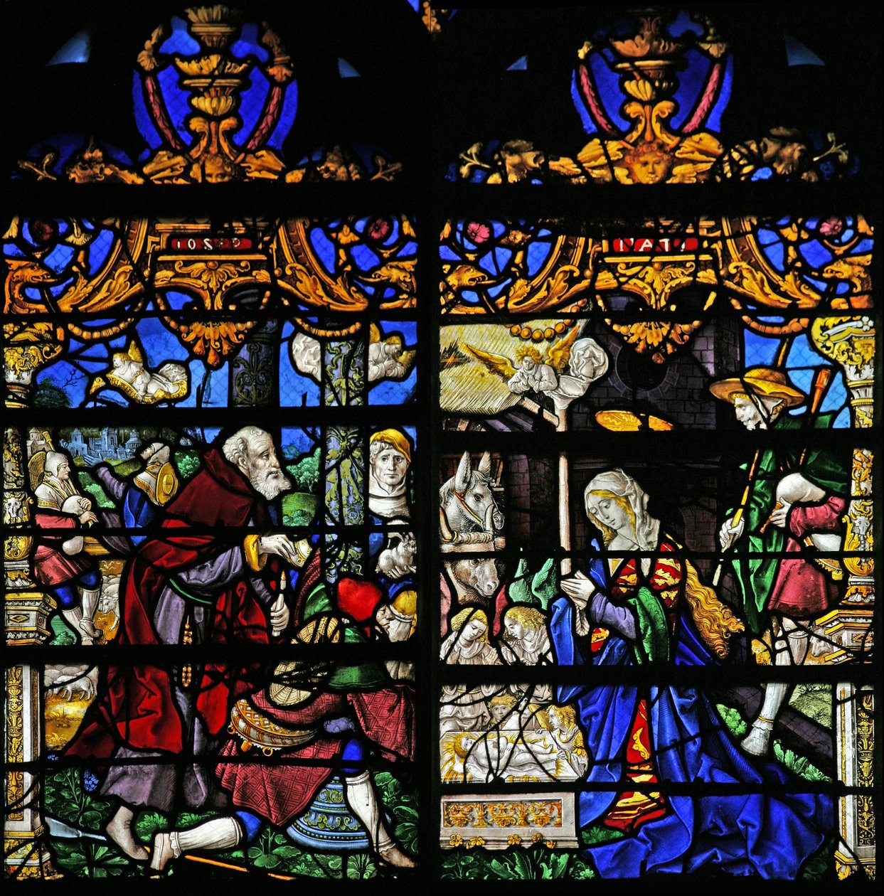 Window depicting the Adoration of the Shepherds by French School