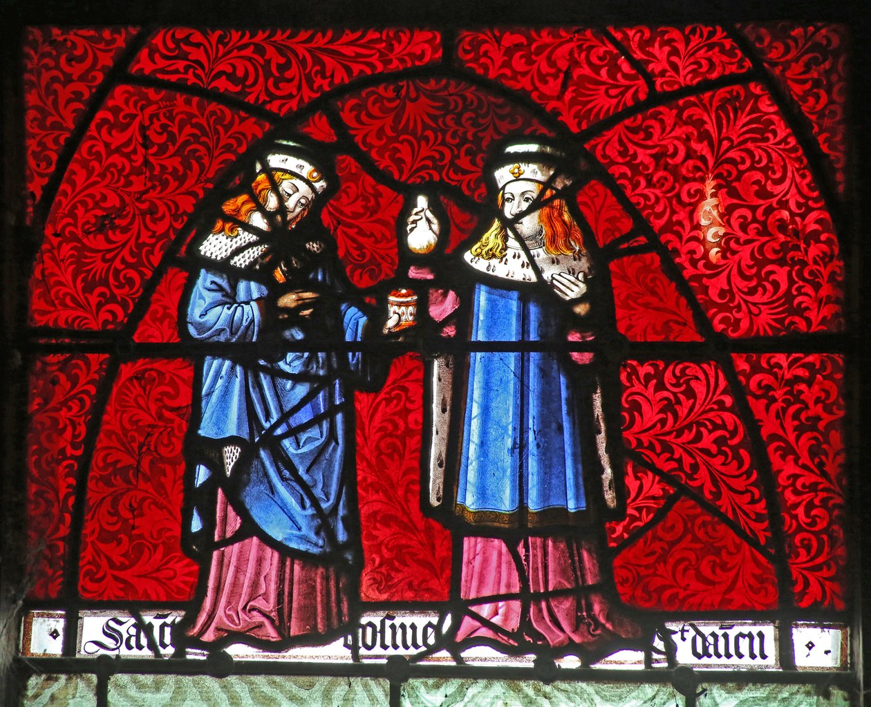 Window depicting St Cosmos and St Damian by French School