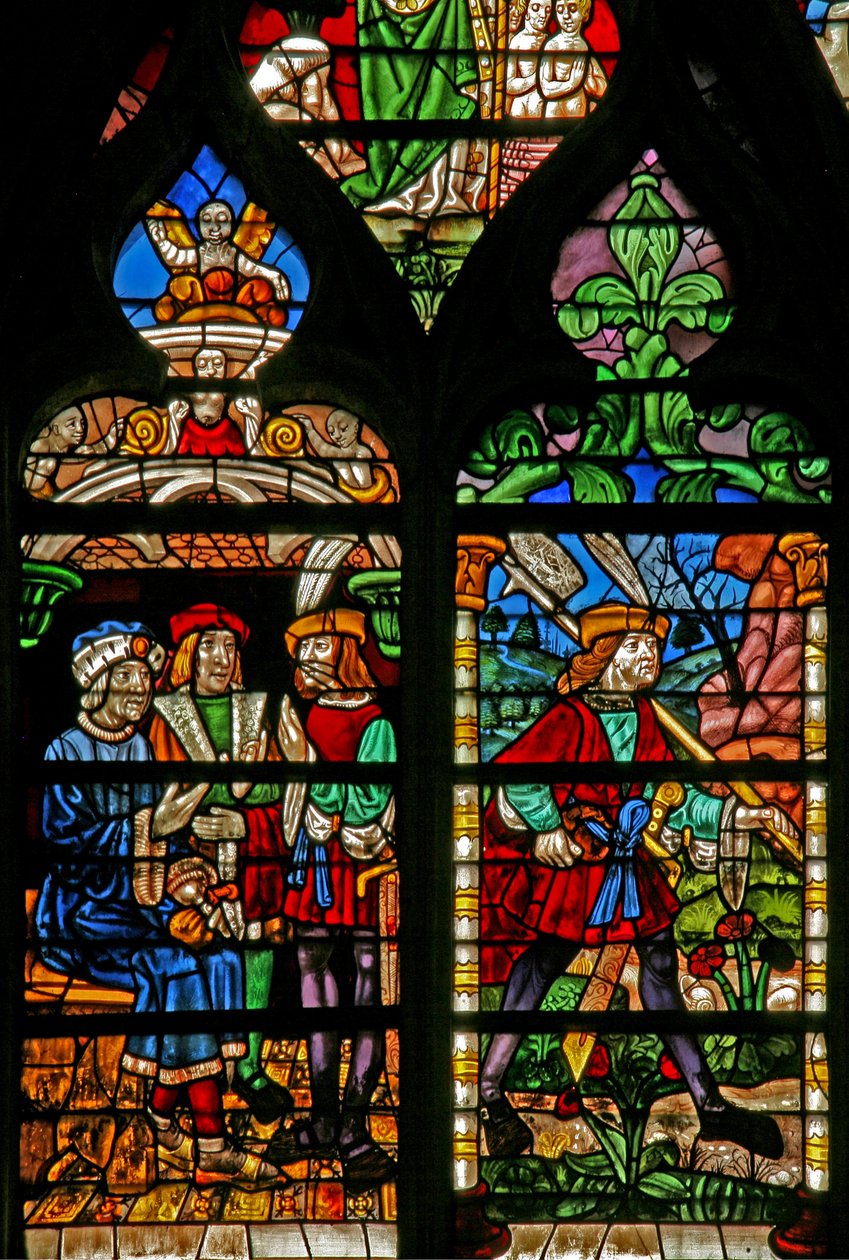 Scene from the Prodigal Son story: he claims his heritage and leaves home by French School