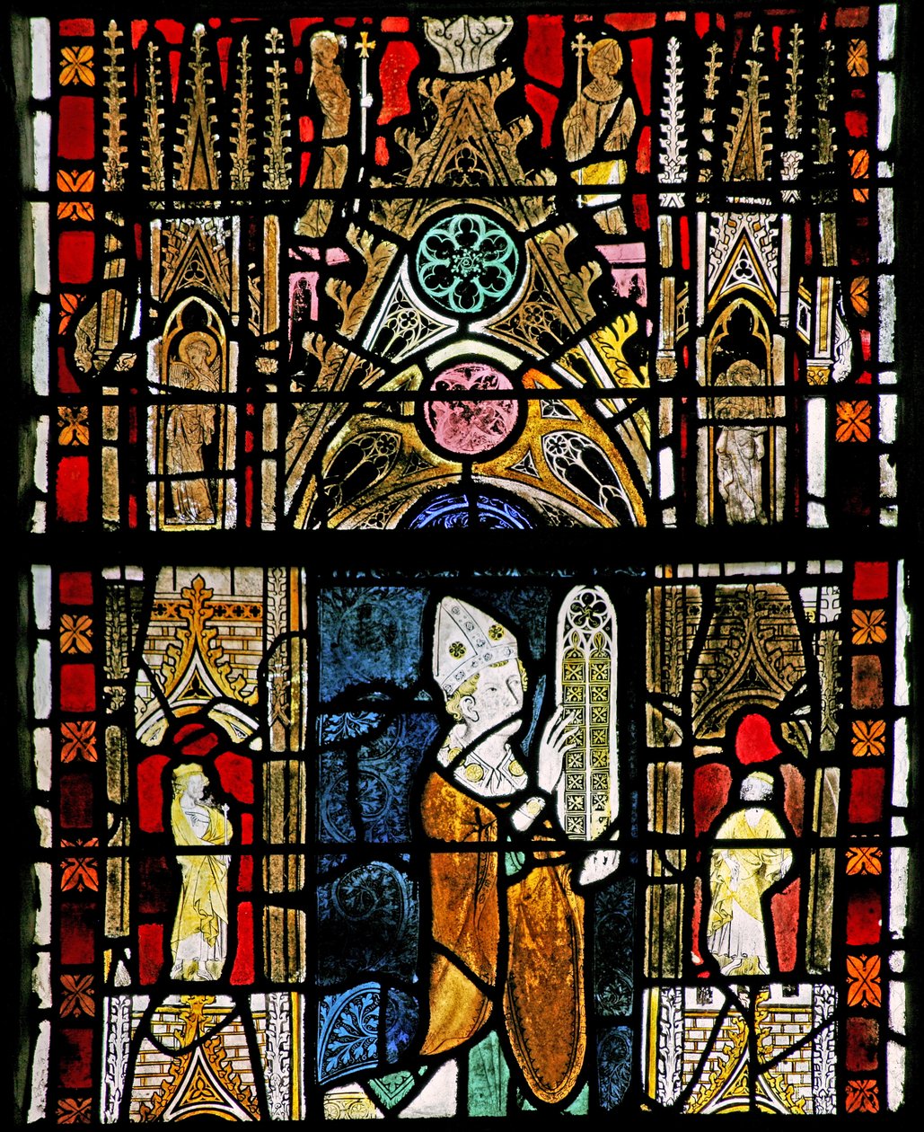 Window depicting a donor - bishop by French School