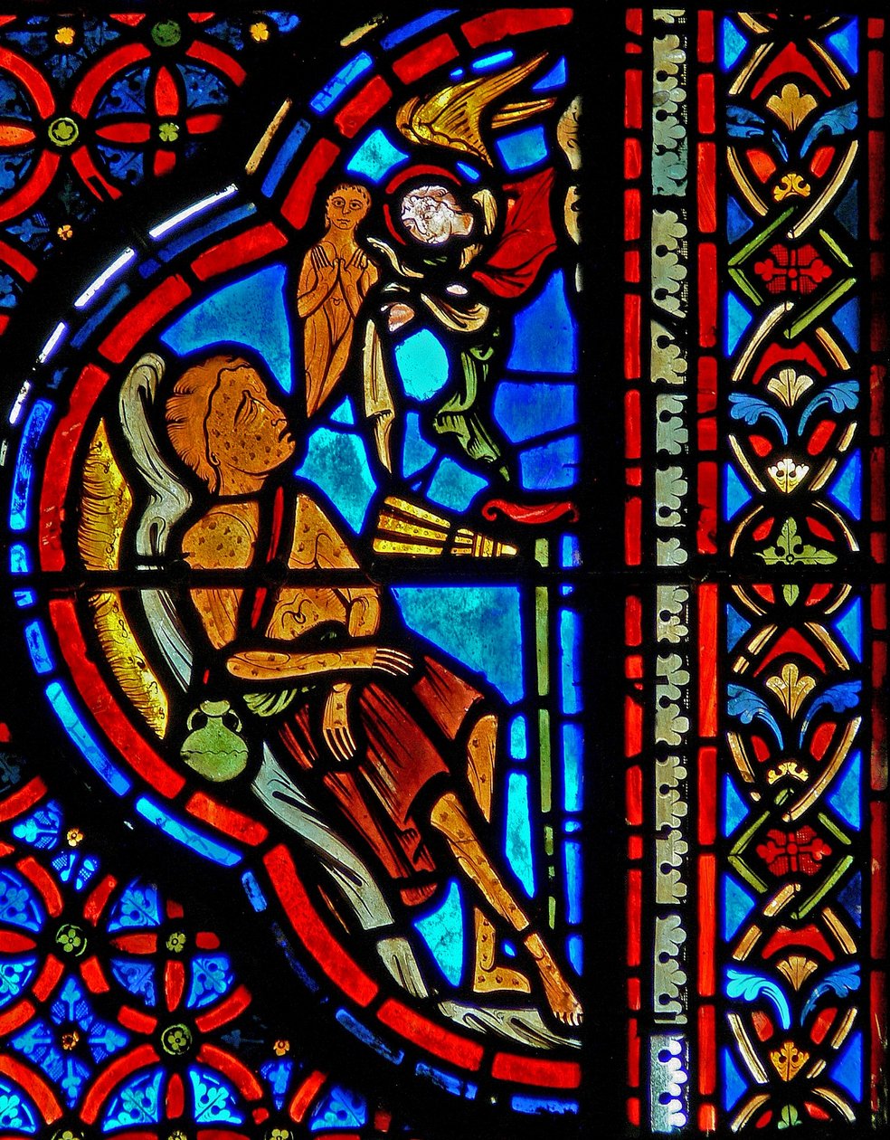 Window w23 depicting the Parable of Dives and Lazarus: the death of Lazarus by French School