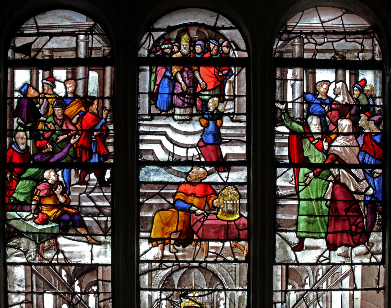 Window depicting the Virgin Mary is Received at the Temple by French School