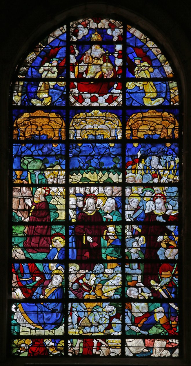 Window depicting Passion scenes: Gethsemane and the Resurrection by French School