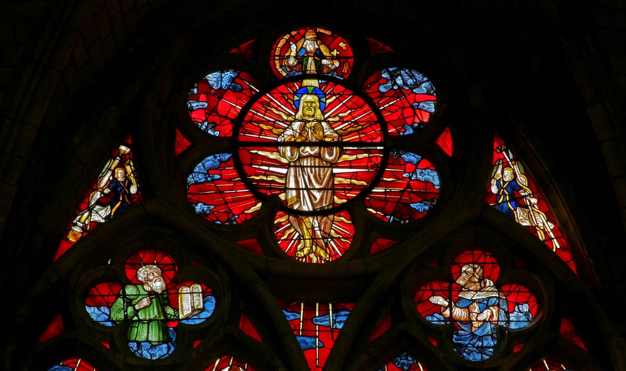 Window 34 depicting the Transfiguration with Elisha and Moses by French School