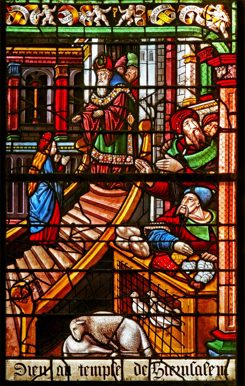 Window 38 depicting a scene from the Life of the Virgin Mary: her Presentation in the Temple by French School