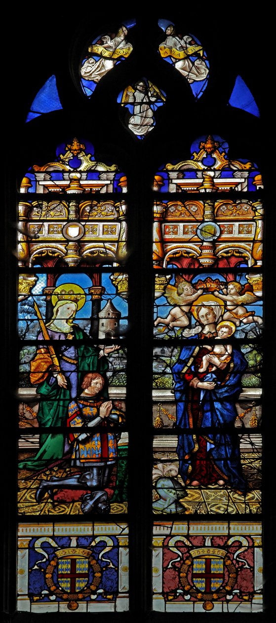 Window depicting St Barbara and the donor Jean de Montmorency by French School