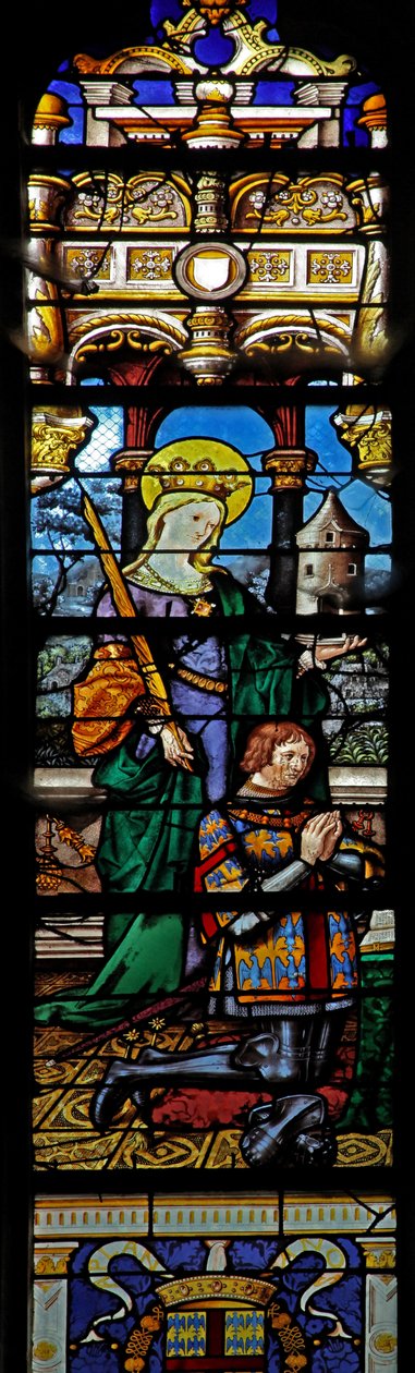Window depicting St Barbara with a donor by French School