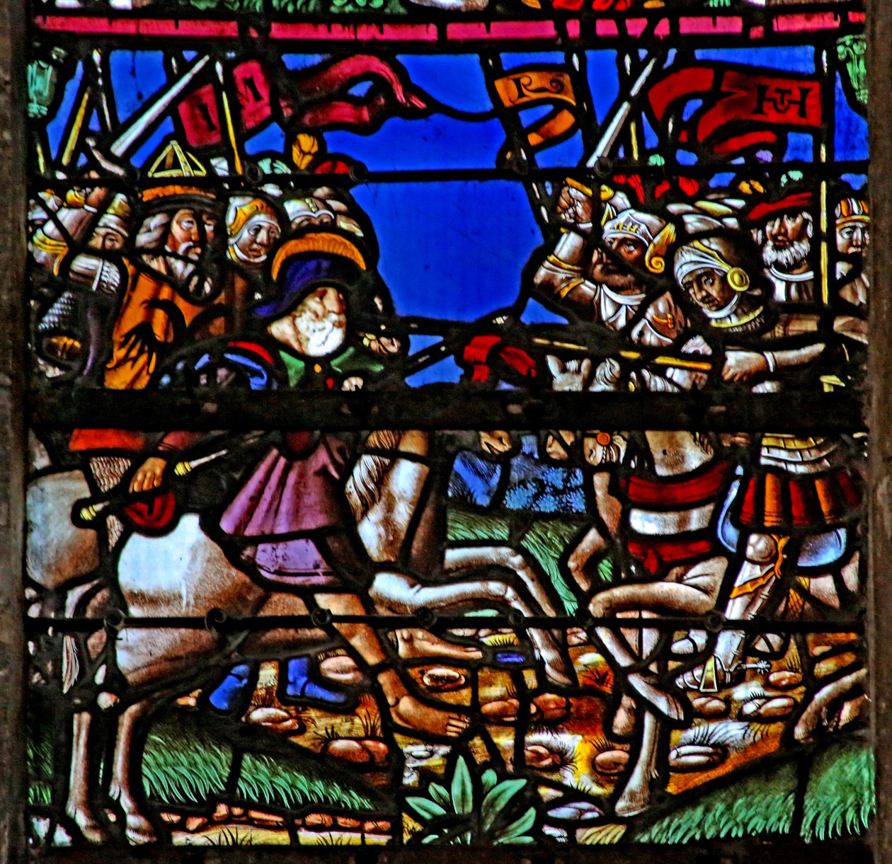 Window depicting St James appears at the Battle of Clavijo by French School