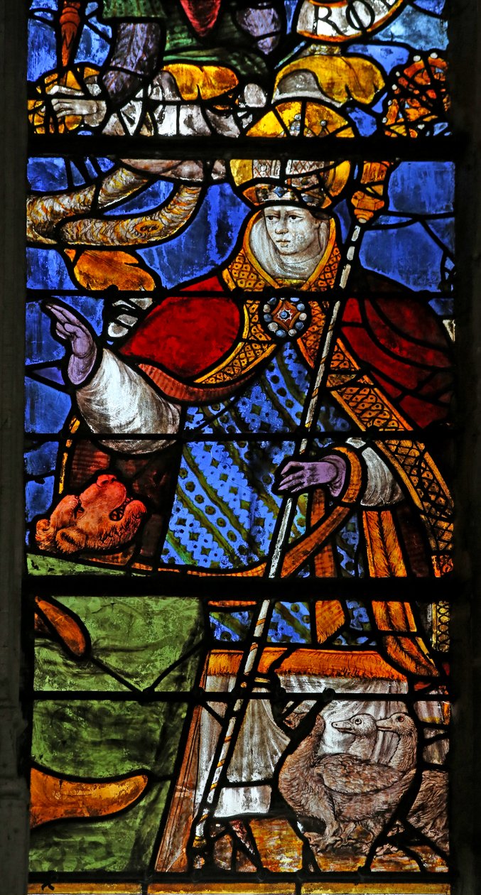 Window w3 depicting a Bishop saint by French School