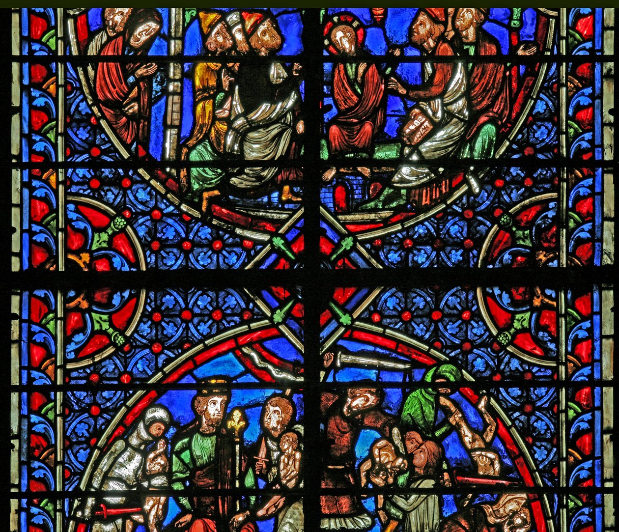 Window depicting background and design by French School