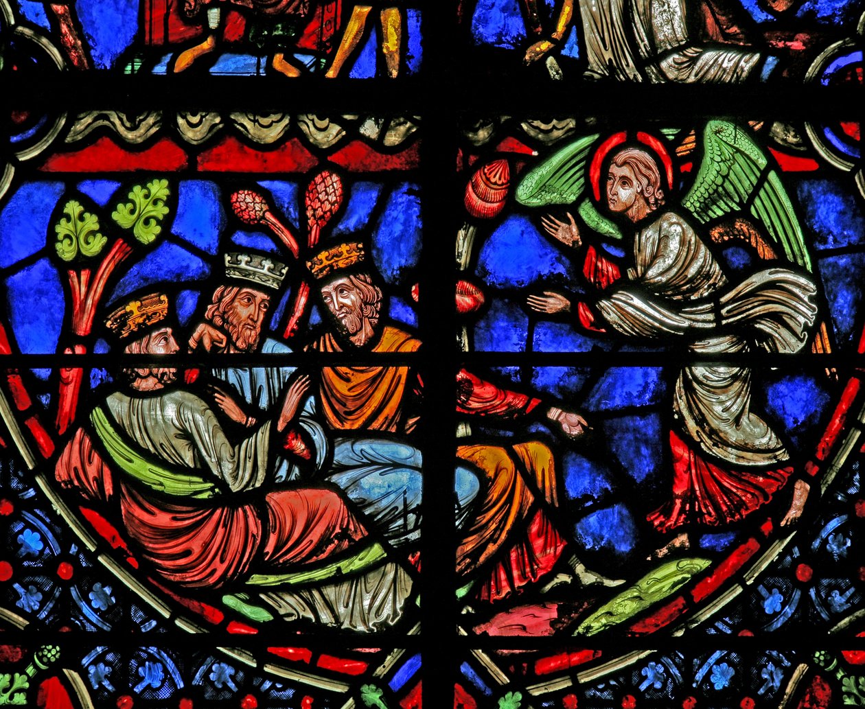 Window depicting the Magi are warned in a dream by French School
