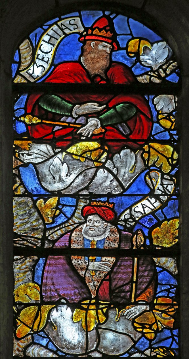 Window w3 depicting the Tree of Jesse: Hezekiah and Jehosaphat by French School