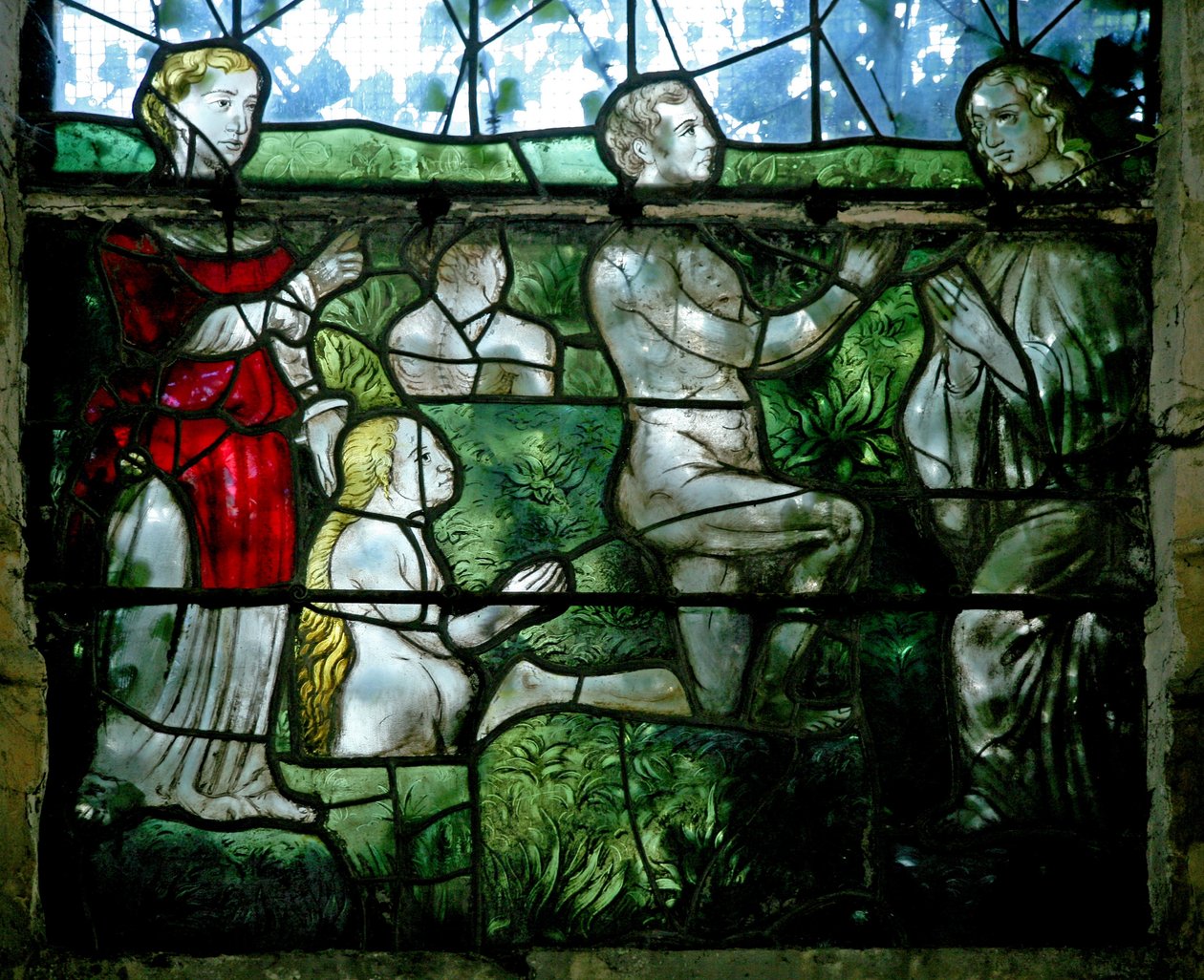 Window w4 depicting a scene from the Last Judgement: the Elect by French School