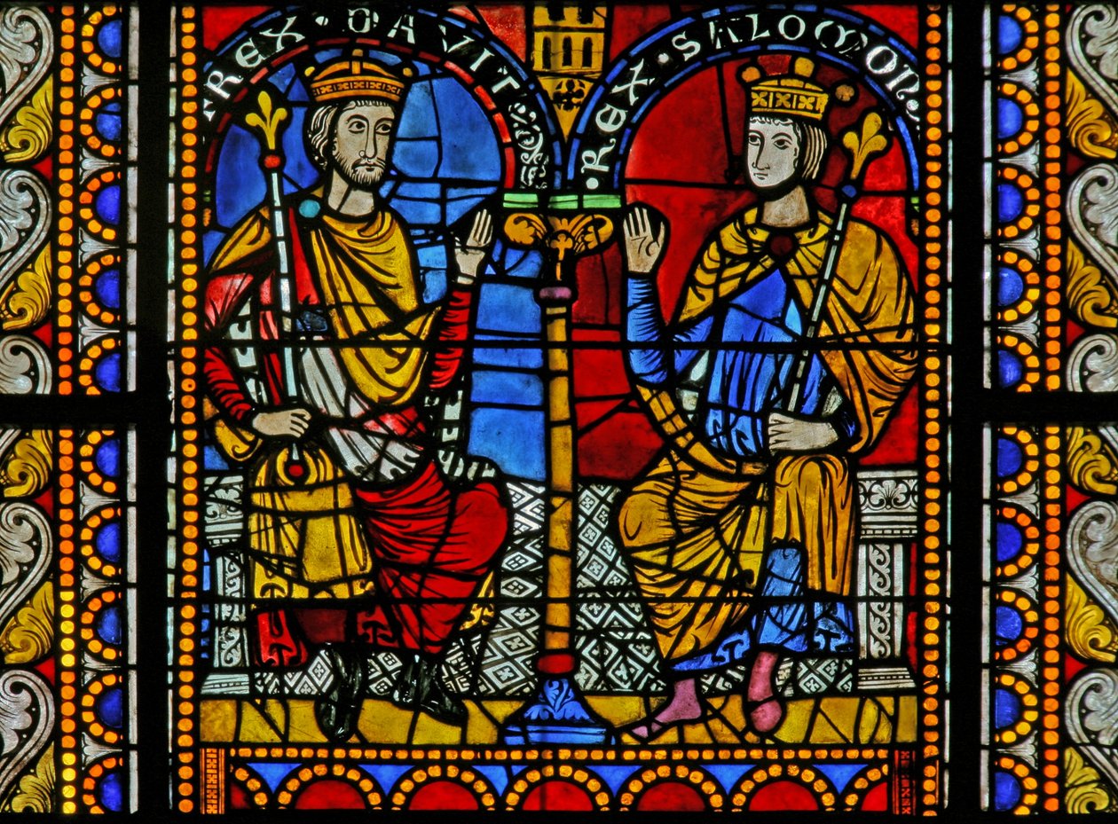 Window depicting David and Solomon by French School