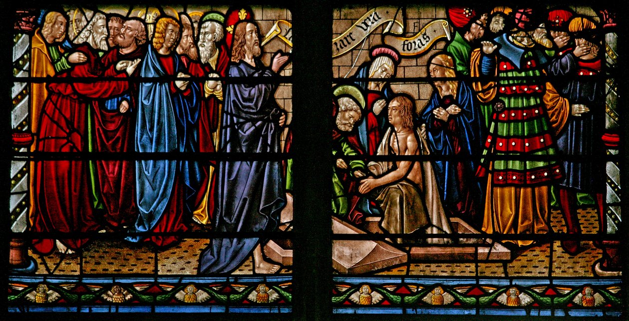 Window depicting the Resurrection of Lazarus by French School