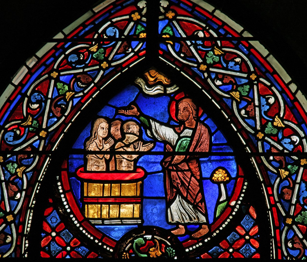 Window depicting St Andrew baptizing Consul Egeus and his wife by French School