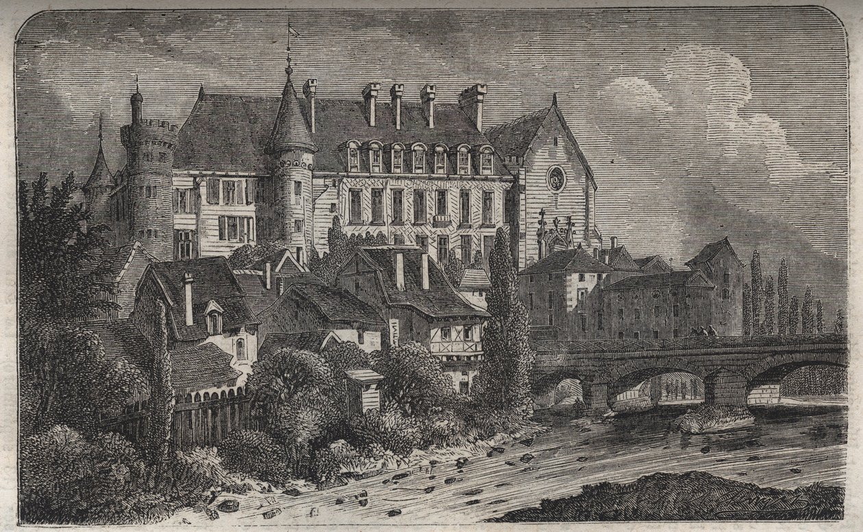 Castle of La Palice, Commune of Lapalisse, in the Department of Allier - Engraving in 