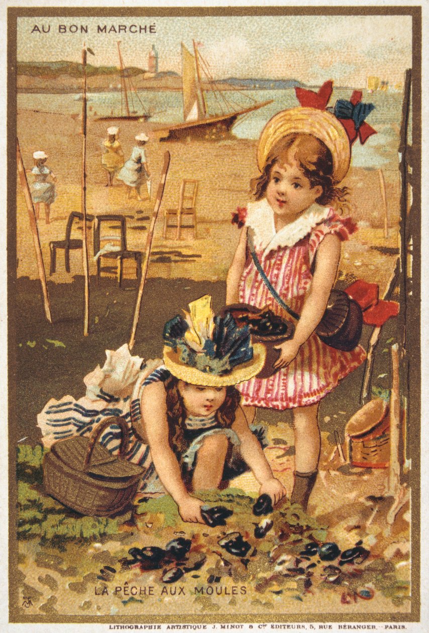 Vintage Postcard Depicting Children on a Beach by French School