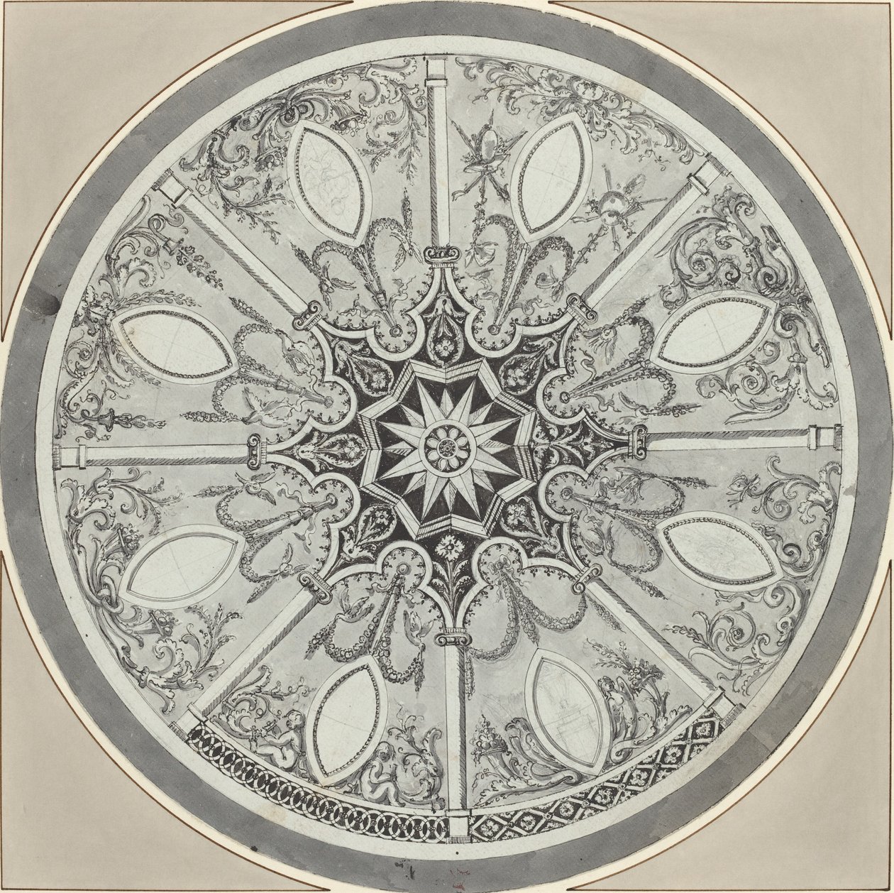 Design for an Inlaid Circular Table Top, with Alternatives by French or Italian 18th Century