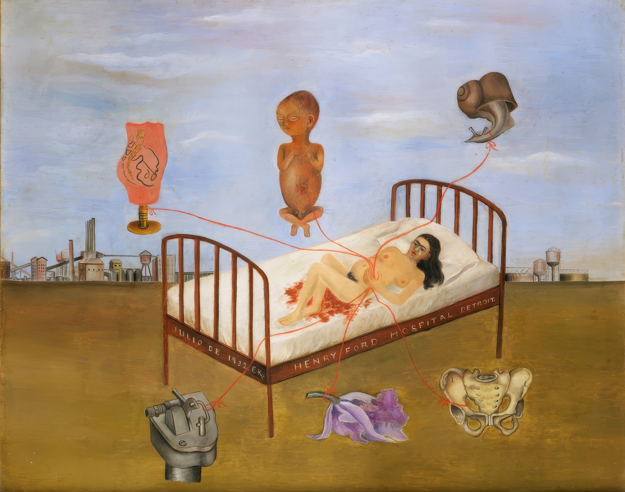 Henry Ford Hospital or The Flying Bed by Frida Kahlo