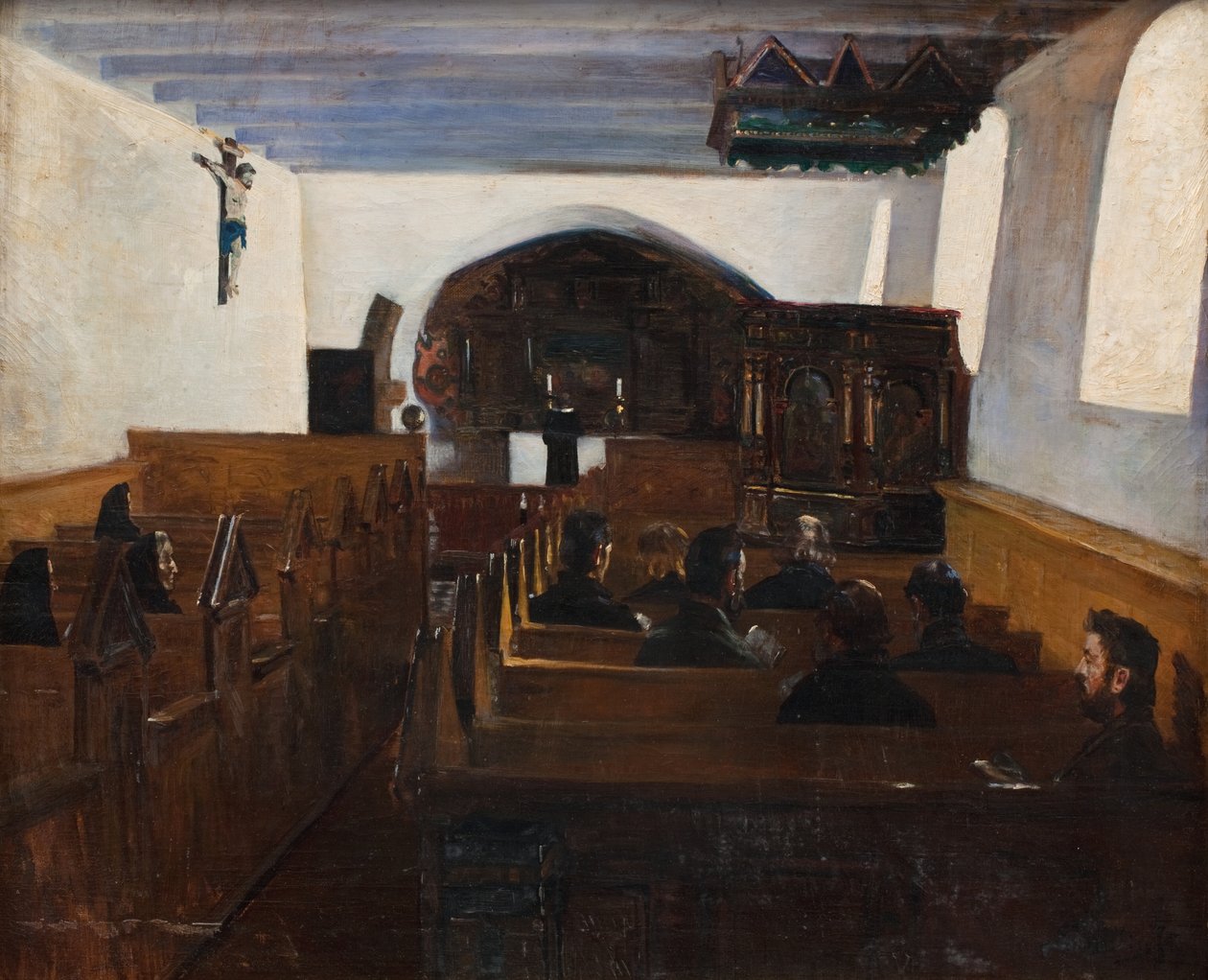A Church Service in the Island of Mors, Jutland by Fridolin Johansen