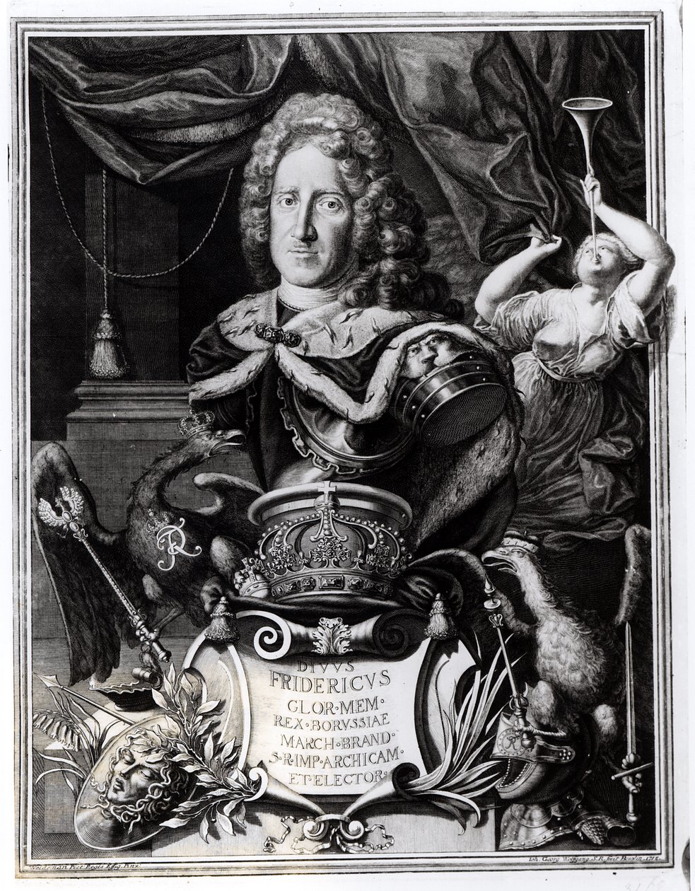 Portrait of Frederick William I, King of Prussia, engraved by Georg Andreas Wolfgang, 1718 by Friedrich Wilhelm Weidemann