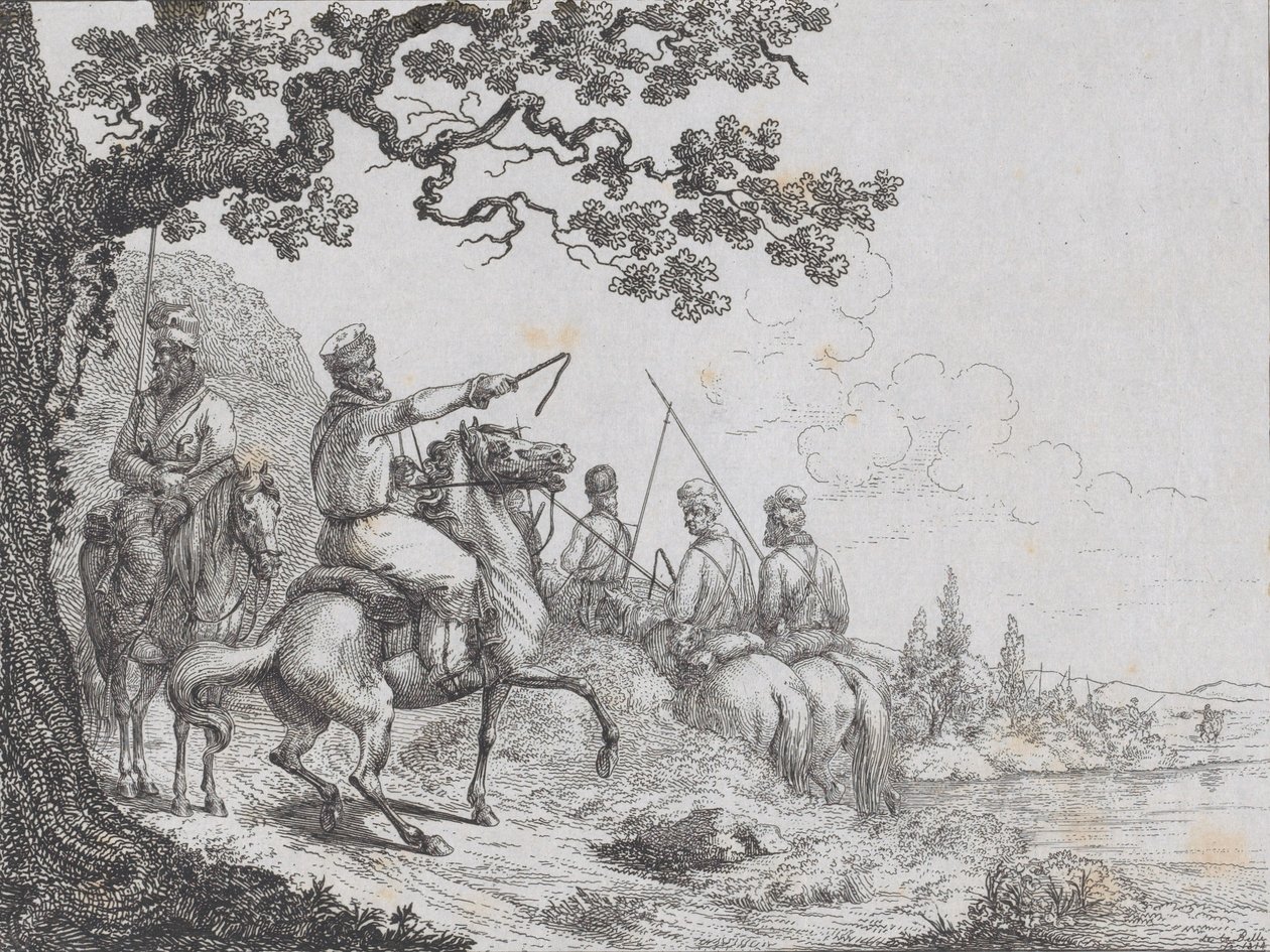 Cossacks Riding Along a Riverbank, 1814 by Friedrich August de La Belle