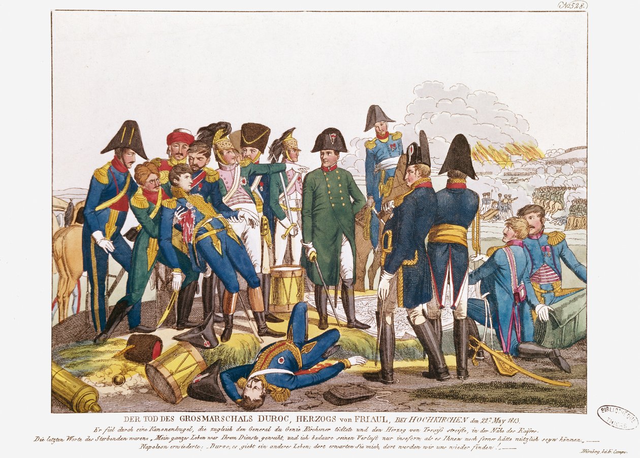 The Death of Marshal Duroc at the battle of Bautzen, 22nd May 1813 by Friedrich Campe