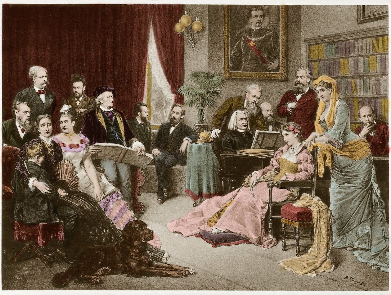 Richard Wagner and Liszt at Bayreuth with Cosima and Siegfried - After Fritz Georg Papperitz by Friedrich Georg Papperitz