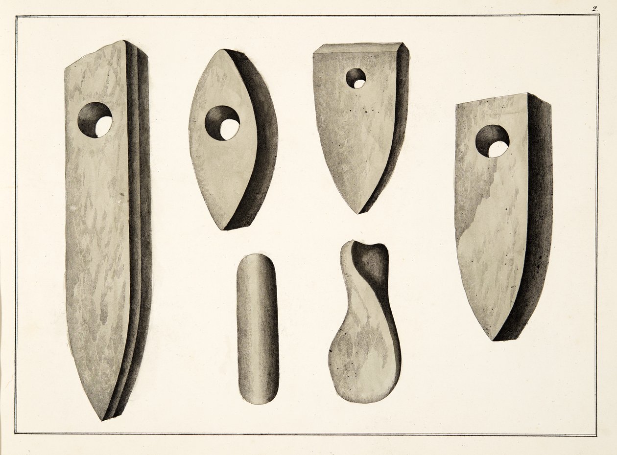 Stone weapons, plate from A History of the Development and Customs of Chivalry, by Dr. Franz Kottenkamp, published by Carl Hoffmann by Friedrich Martin von Reibisch