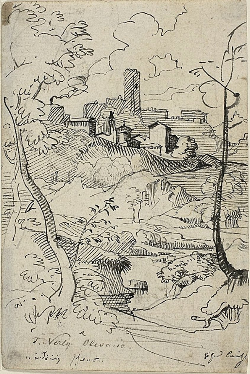 Italian Town with River (front); View of a Town (back) by Friedrich Nerly