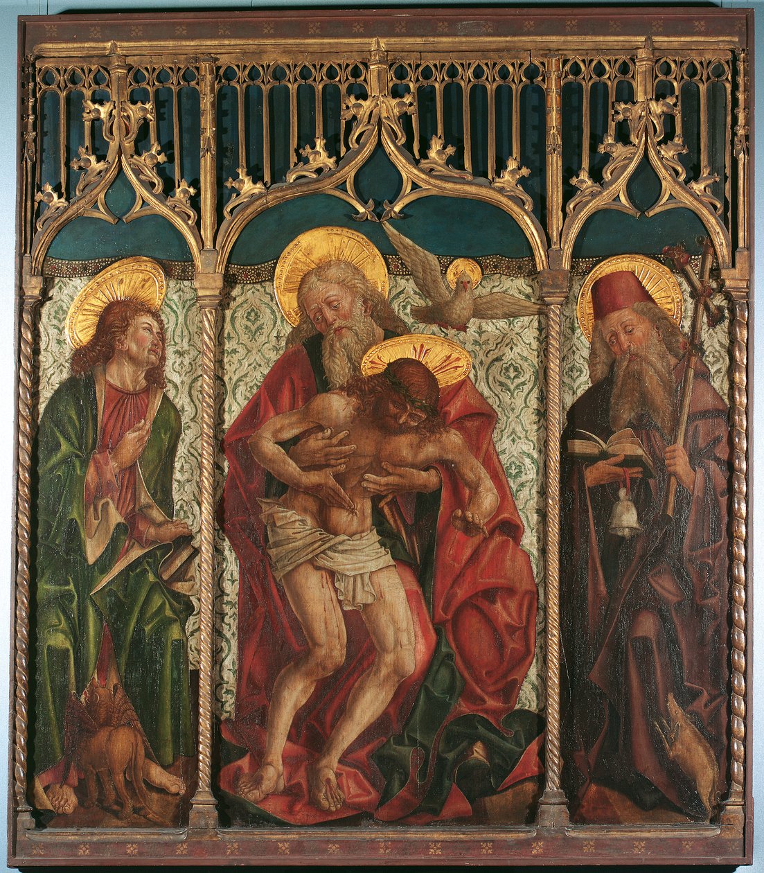 Holy Trinity between Saints Mark and Anthony the Hermit by Friedrich Pacher