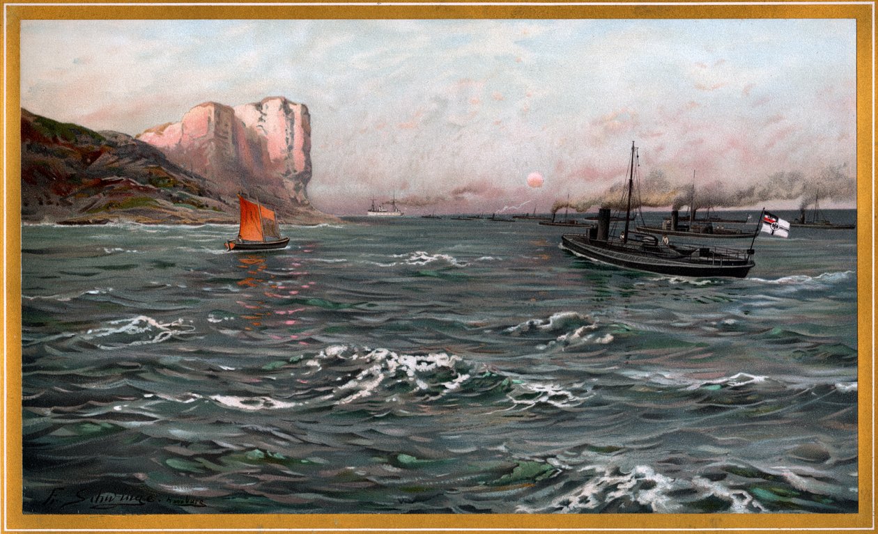 Imperial Navy Bliz with Torpedo Boat Divisions at Stubbenkammer by Friedrich Schwinge, nr10 from G. Wislicenus, Our War Fleet by Friedrich Schwinge