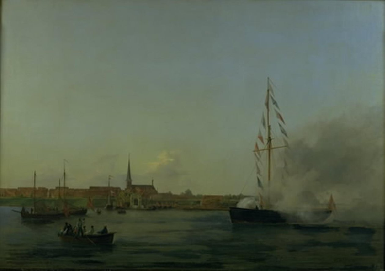 The Harbor at Nyborg. In the Foreground the Cutter 