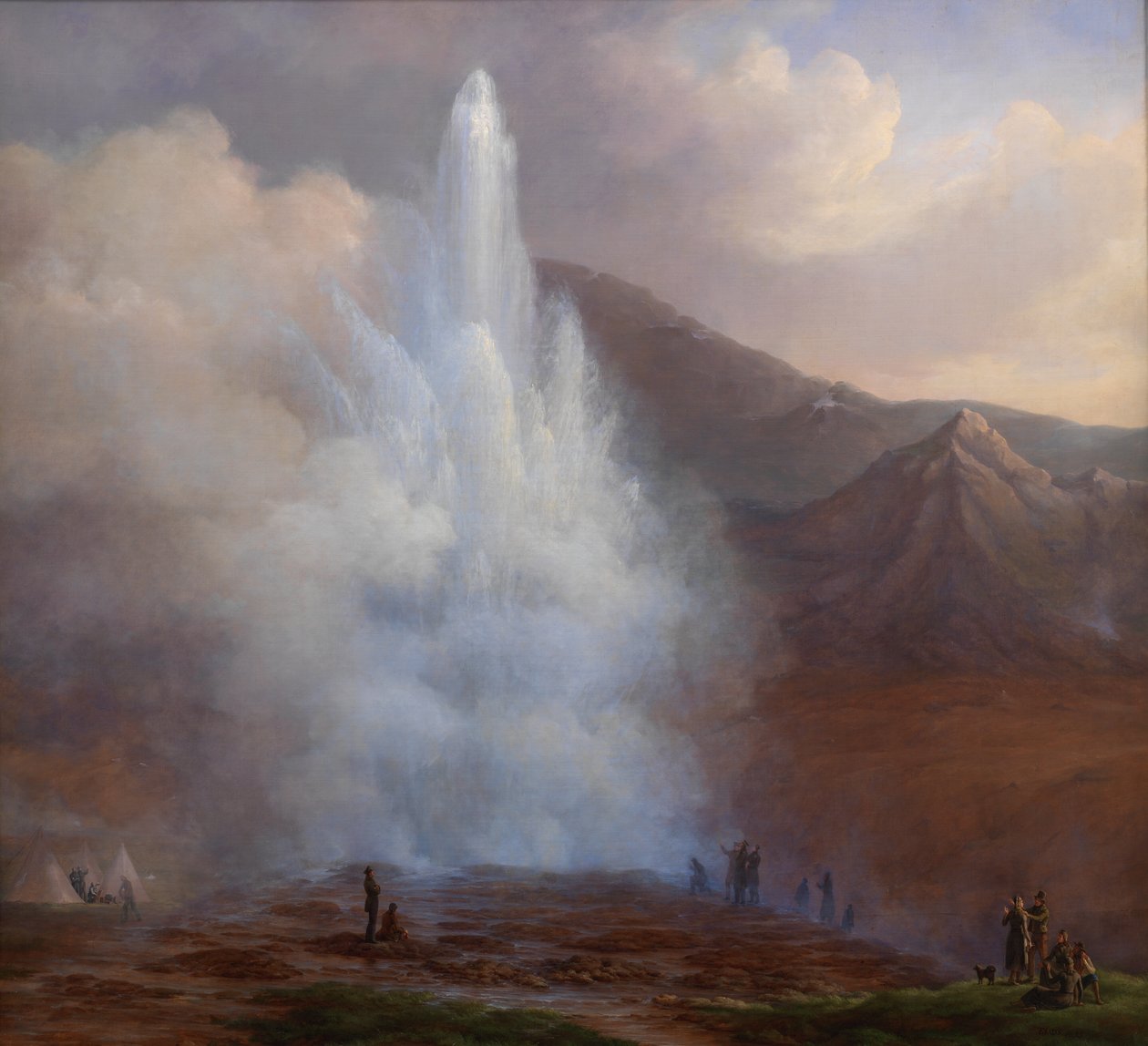 The Eruption of the Great Geyser in Iceland in 1834 by Friedrich Theodore Kloss