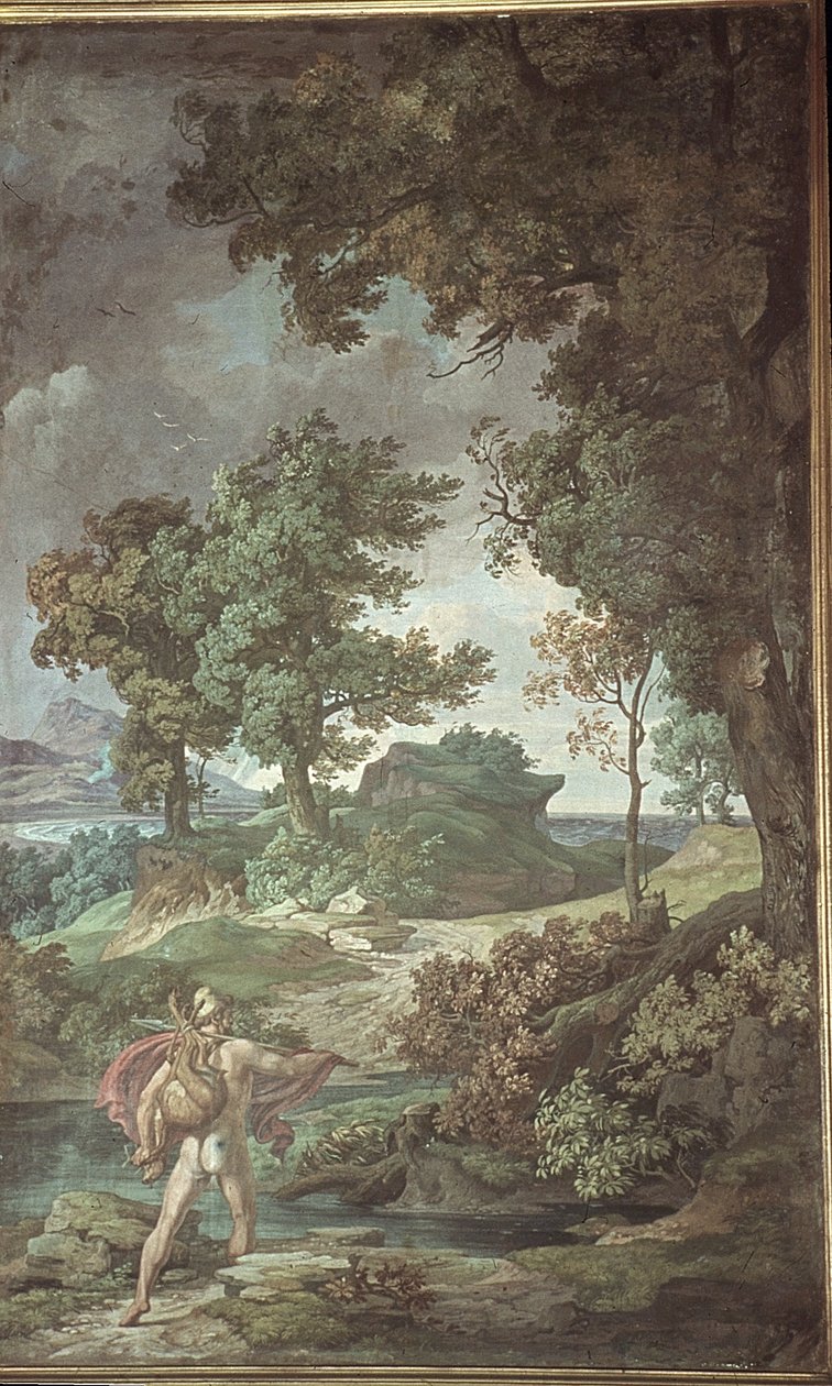 Returning Odysseus from the hunt, Scenes from the Odyssey by Friedrich the Elder Preller