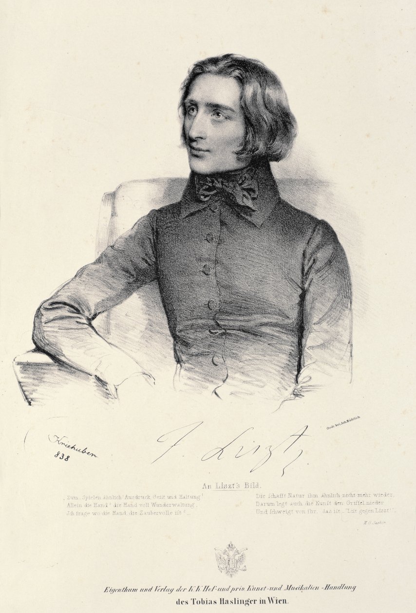 Portrait of Franz Liszt (1811-86) by Fritz Kriehuber