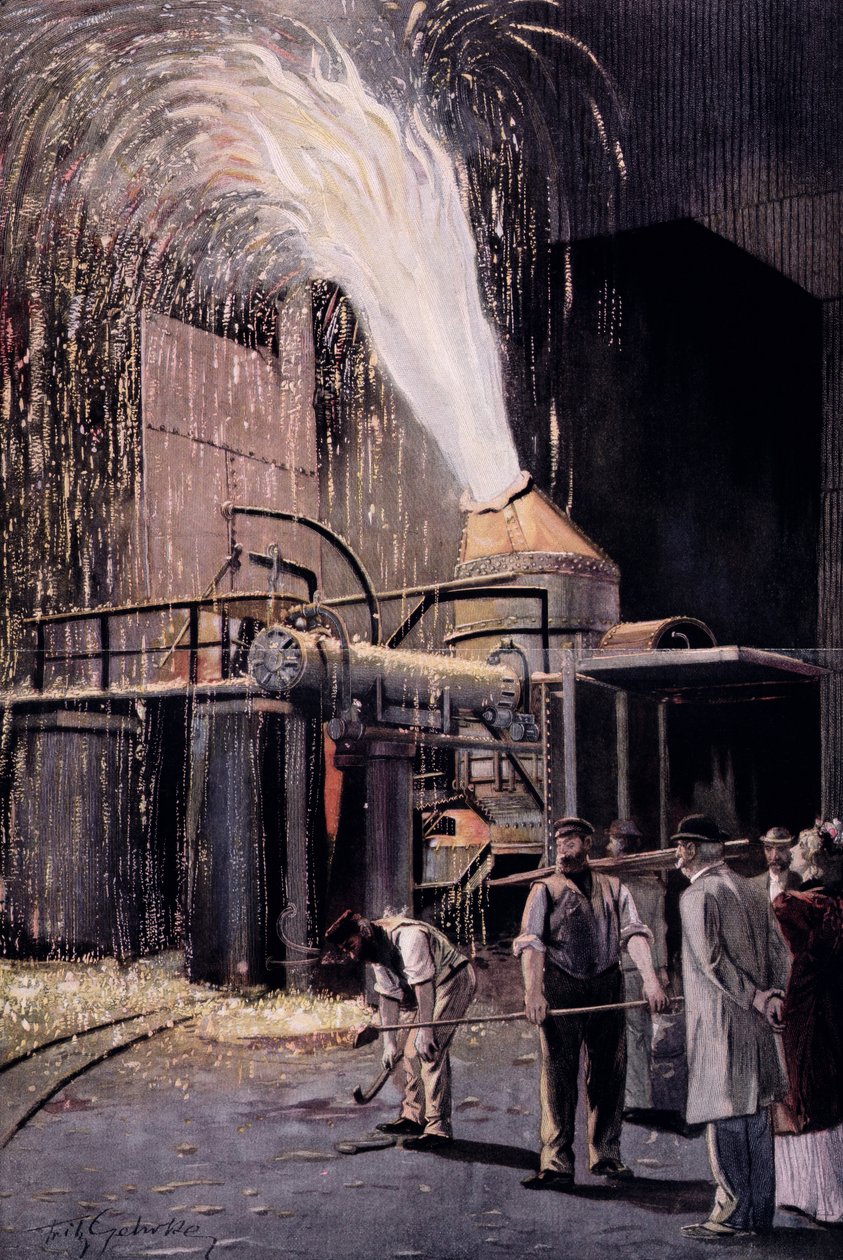 The Bessemer process for the mass-production of steel, developed by Sir Henry Bessemer by Fritz Gehrke