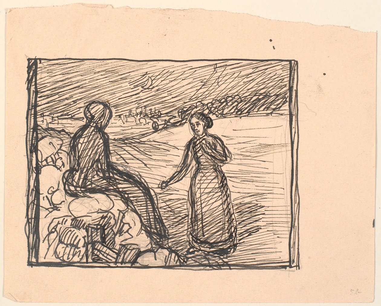 Out in the Snow Sat a Woman in Long Black Clothes by Fritz Syberg