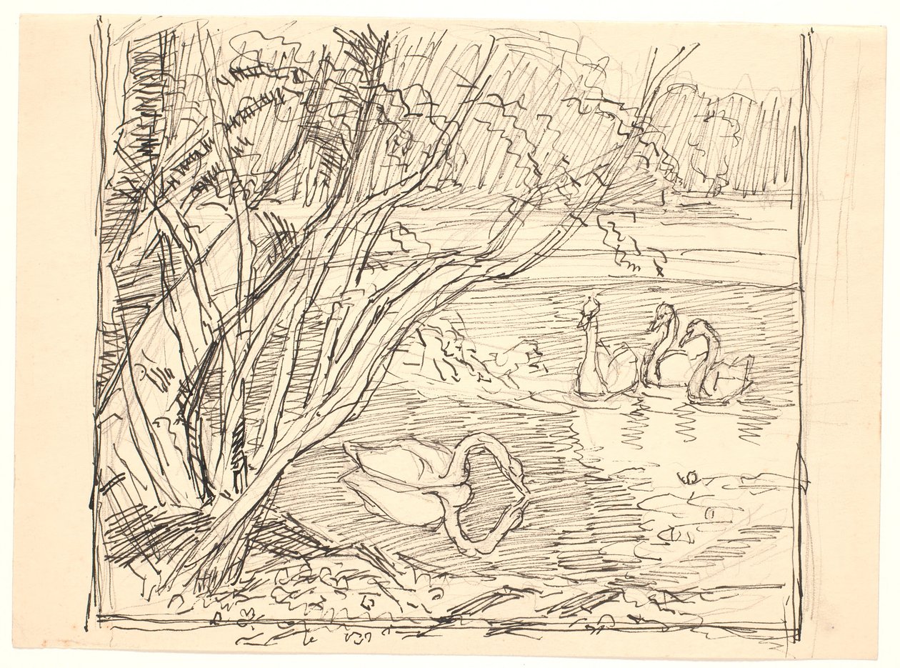 A Lake with Four Swans by Fritz Syberg