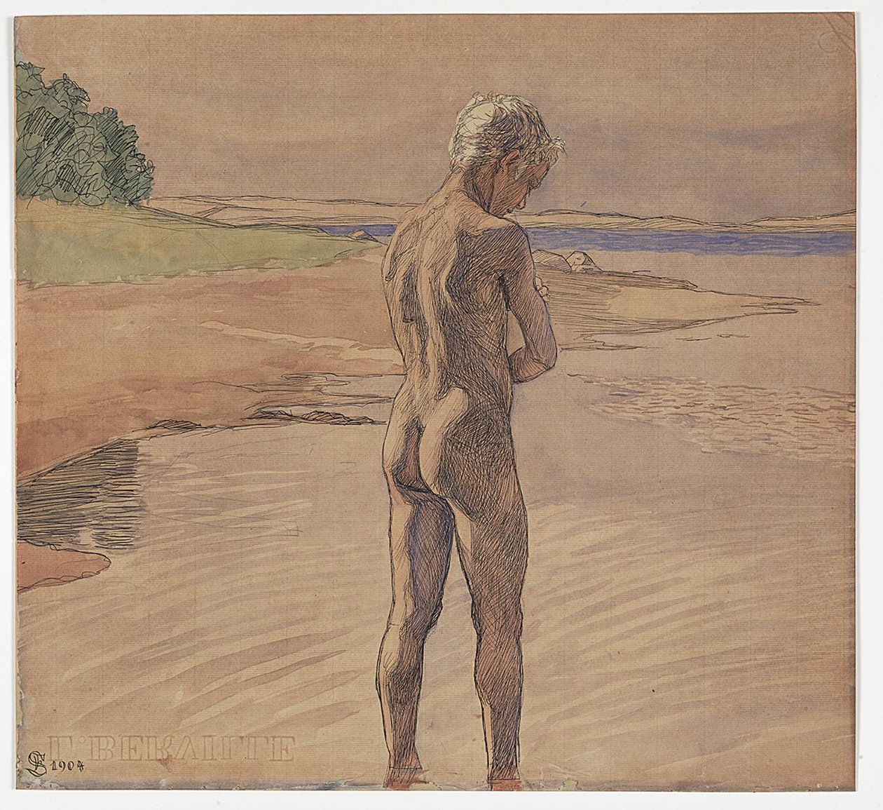 Hans Standing in the Water. Motif from Fyns Hoved by Fritz Syberg
