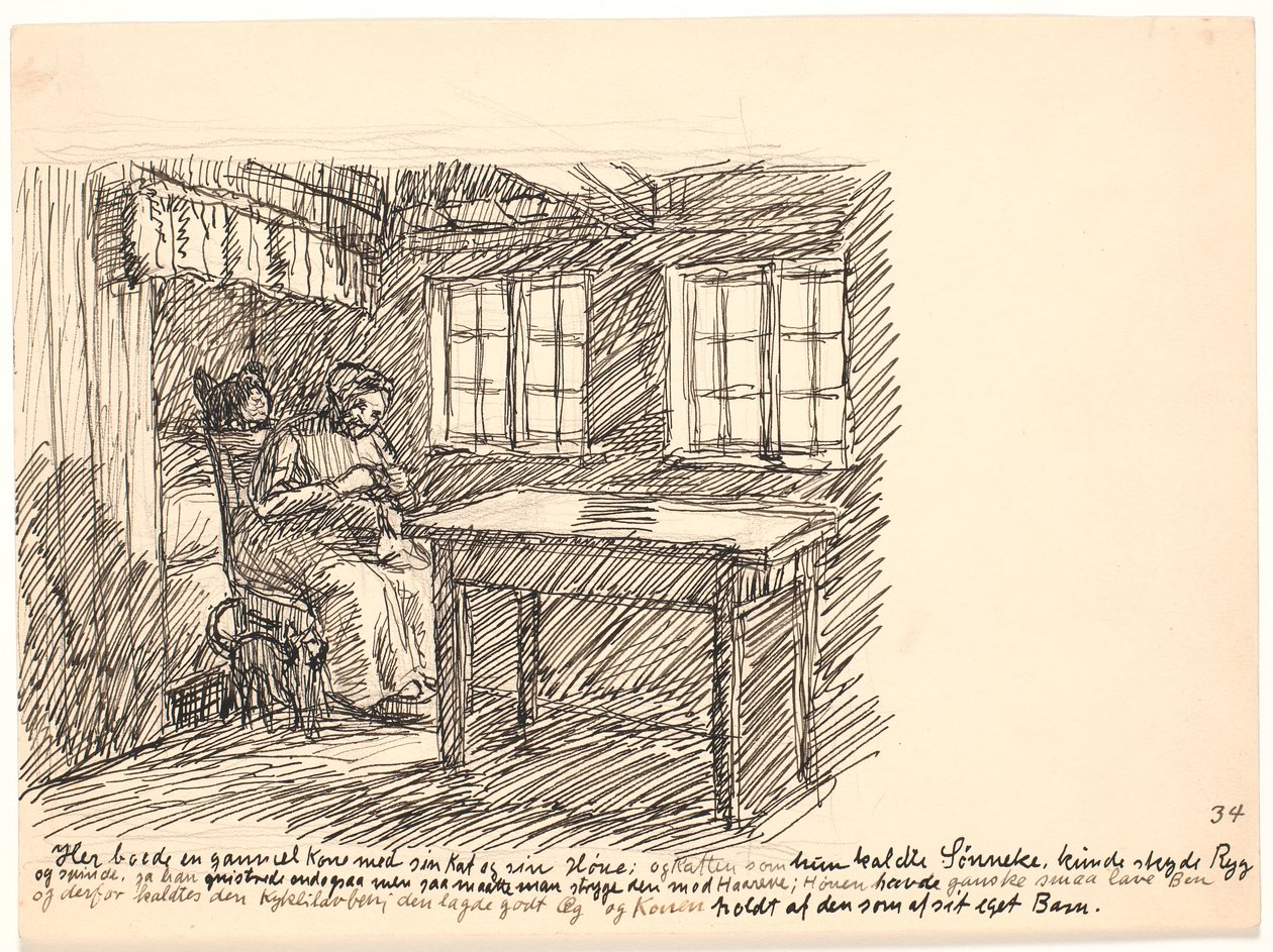 Here Lived an Old Woman with Her Cat and Her Hen... by Fritz Syberg