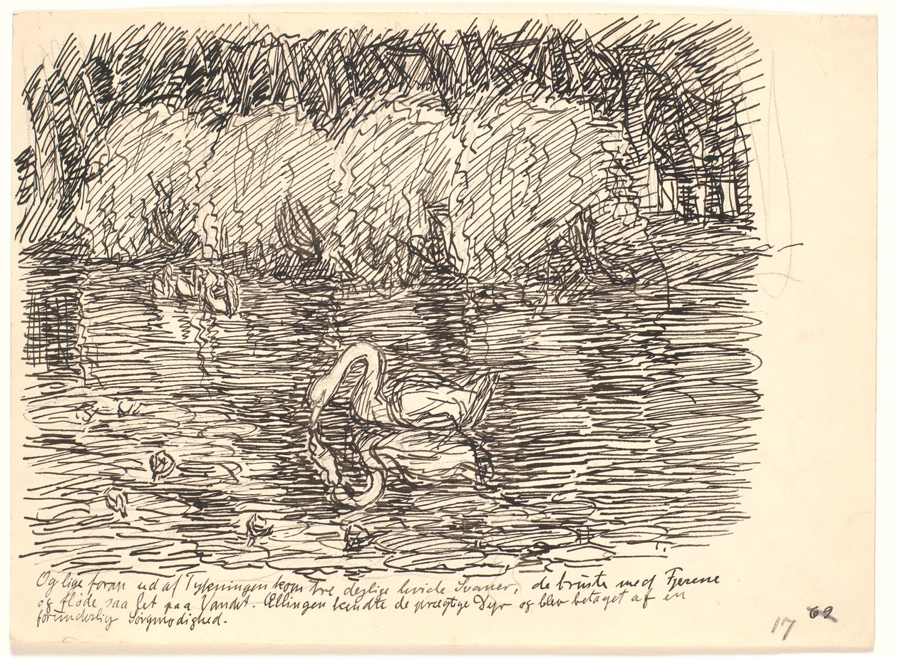 And Right in Front Out of the Thicket Came Three Lovely White Swans... by Fritz Syberg