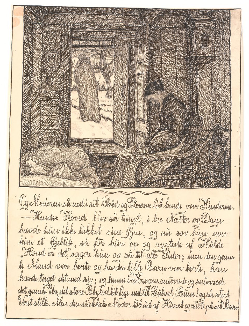 And the Mother Looked Down into Her Lap, and Tears Ran Down Her Cheeks... by Fritz Syberg