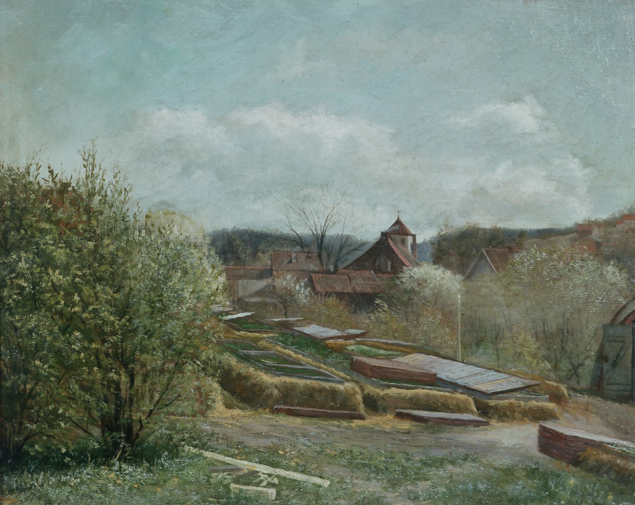 Landscape with Oslo Hospital, ca 1880 by Fritz Thaulow
