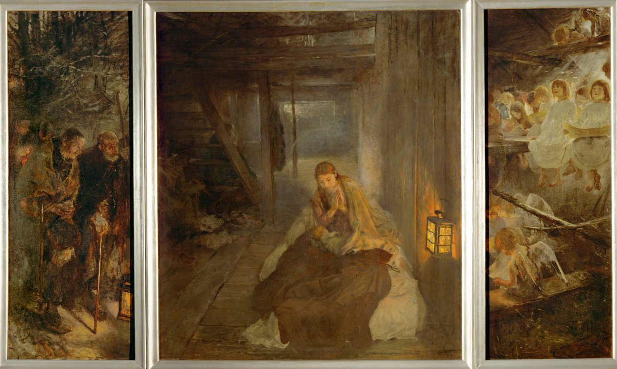 Holy Night. Triptych, Left by Fritz von Uhde
