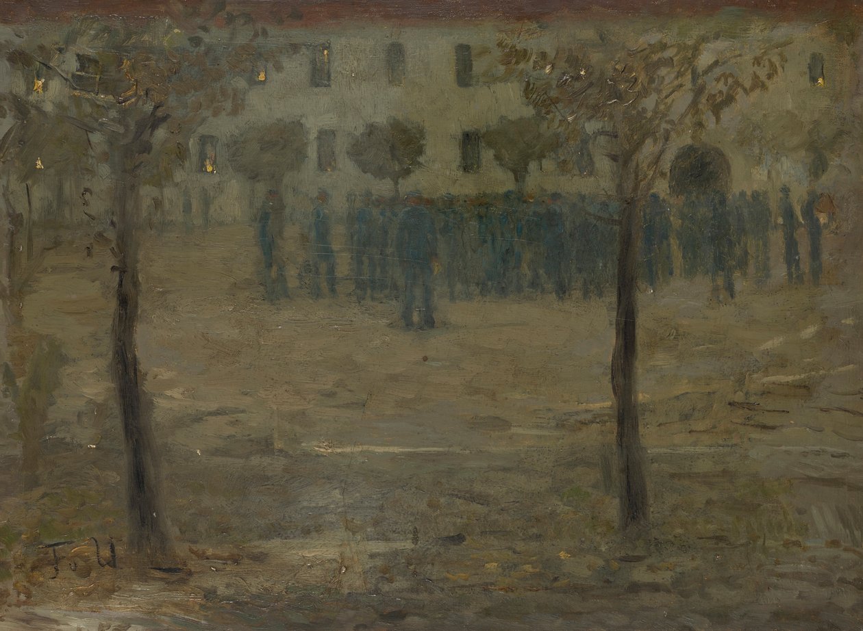 In the Barracks Yard by Fritz von Uhde