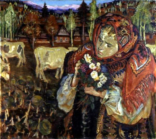 Young Girl with Flowers by Fryderyck Pautsch