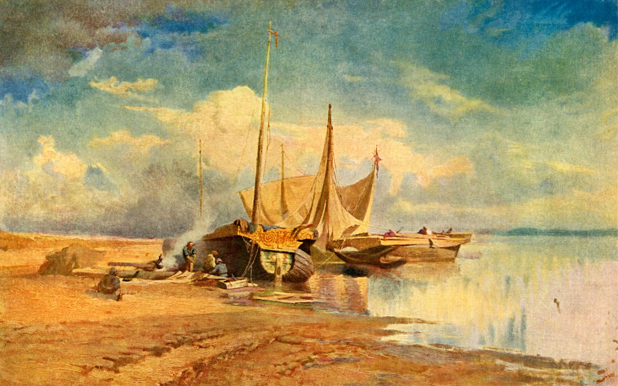 Barges on the Volga, 1870, 1939 by Fyodor Vasil
