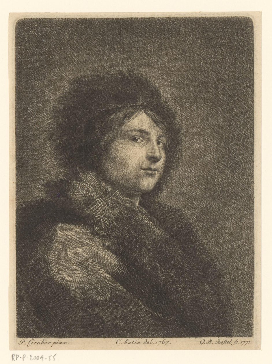 Portrait of an Unknown Young Man with Fur Coat and Fur Hat by G.B. Rössel